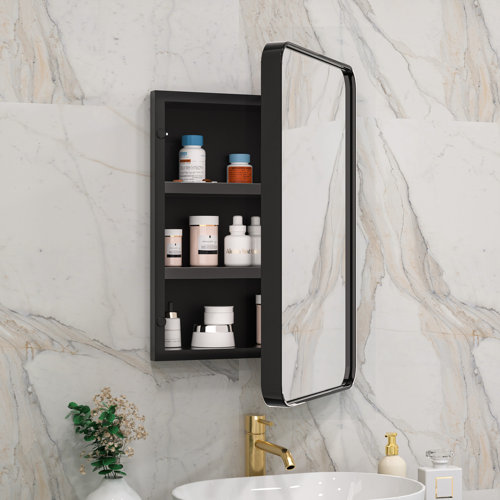 Orren Ellis Gervon Rectangle Recessed Medicine Cabinet with Shelves ...